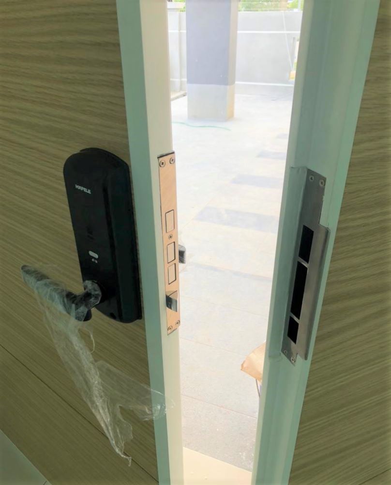timber door hafele digital lockset